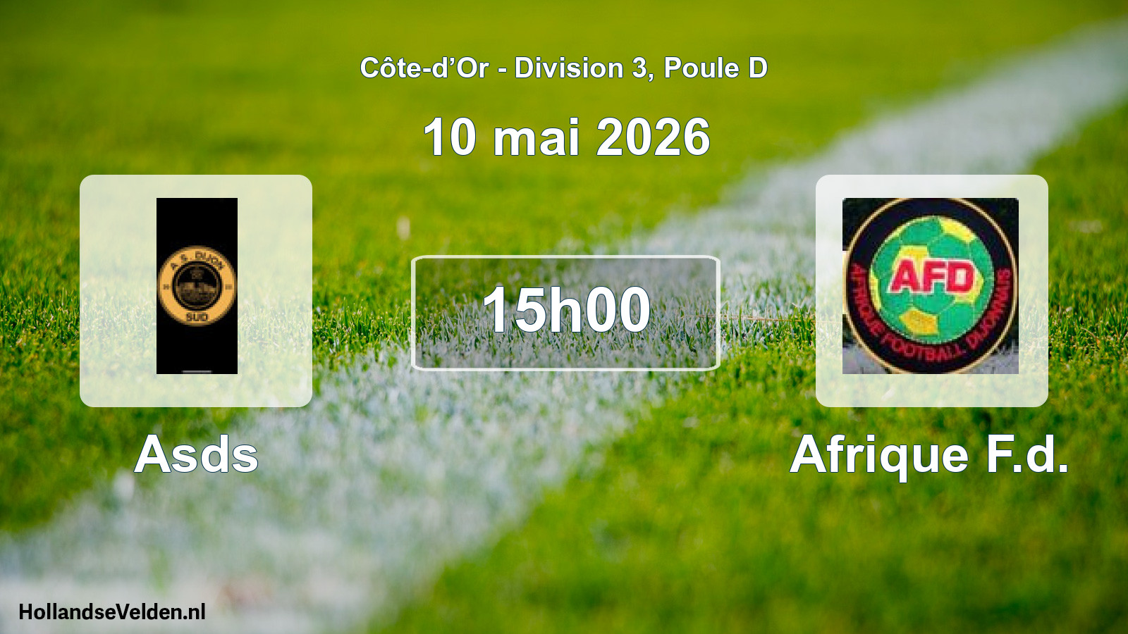 Match programmé: Asds - Afrique F.d. (10 mai 2026)