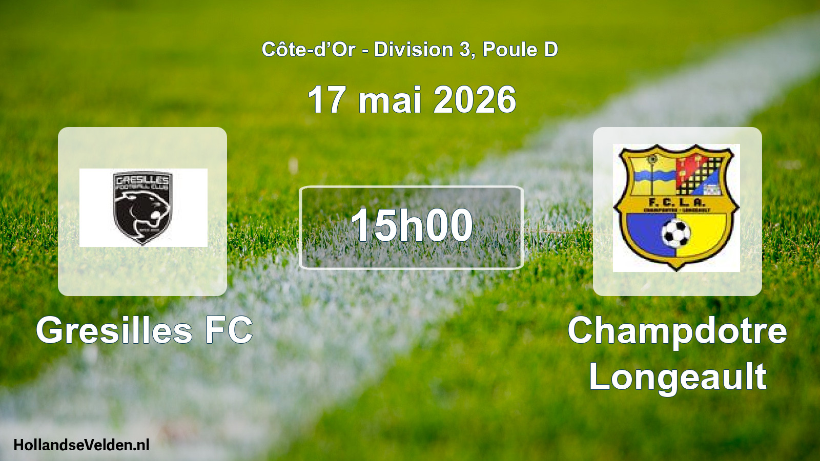Match programmé: Gresilles FC - Champdotre Longeault (17 mai 2026)