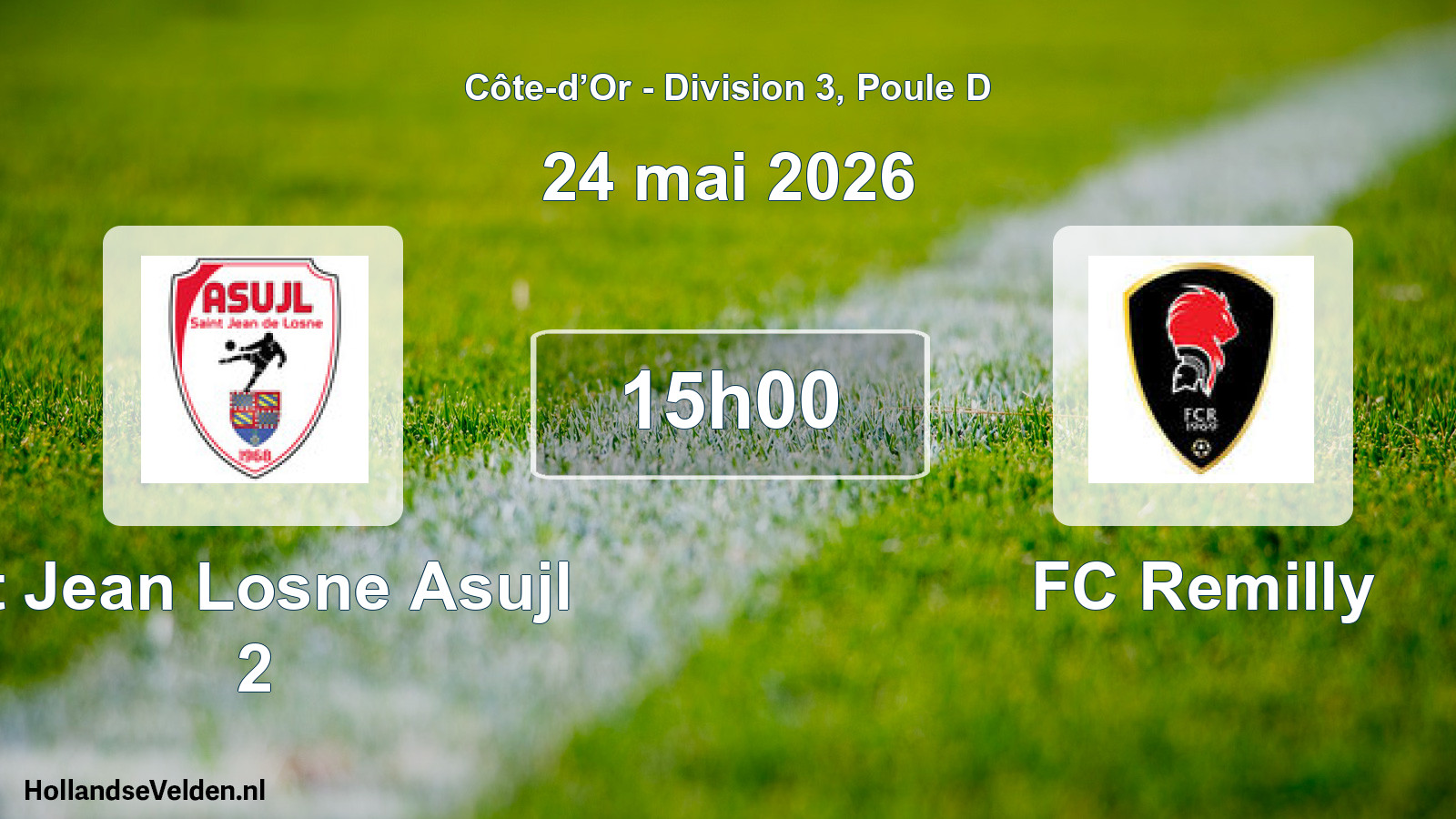 Match programmé: St Jean Losne Asujl 2 - FC Remilly (24 mai 2026)