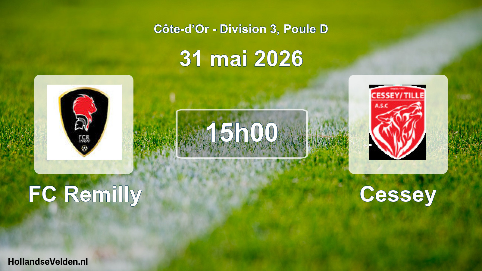 Match programmé: FC Remilly - Cessey (31 mai 2026)