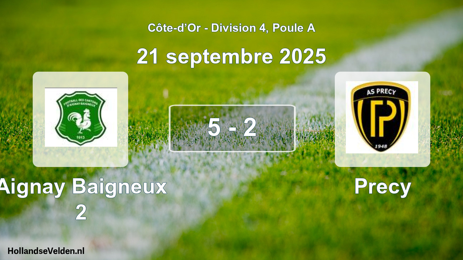 Match joué: Aignay Baigneux 2 - Precy 5 - 2 (21 septembre 2025)