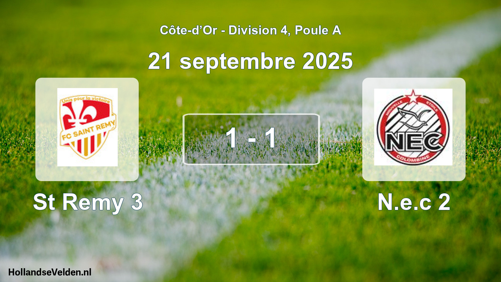 Match joué: St Remy 3 - N.e.c 2 1 - 1 (21 septembre 2025)