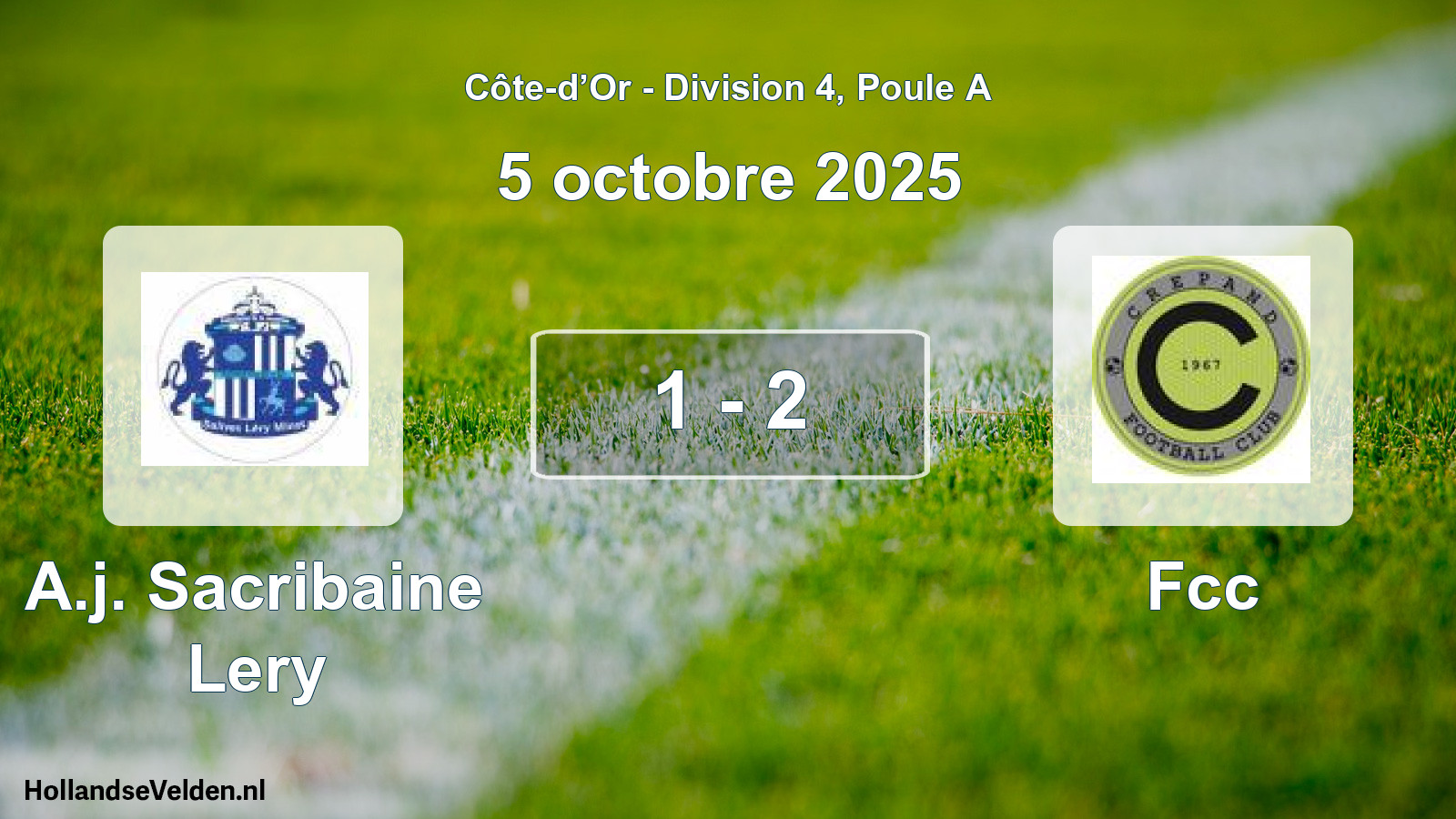 Match joué: A.j. Sacribaine Lery - Fcc 1 - 2 (5 octobre 2025)