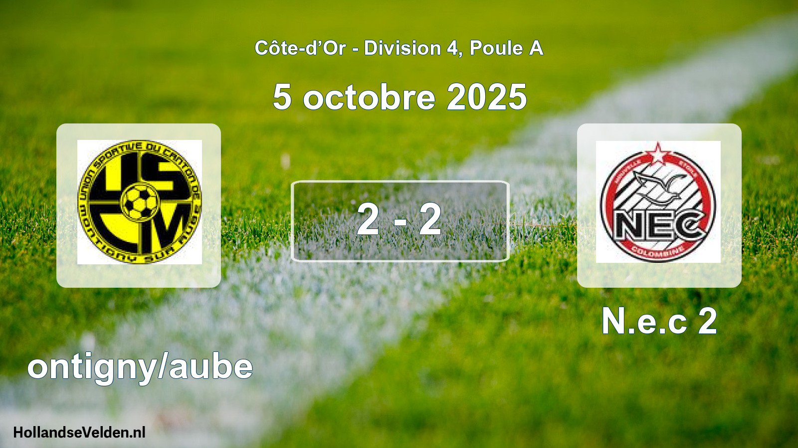 Match joué: Montigny/aube - N.e.c 2 2 - 2 (5 octobre 2025)
