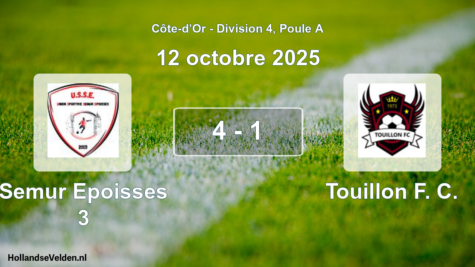 Match joué: Semur Epoisses 3 - Touillon F. C. 4 - 1 (12 octobre 2025)