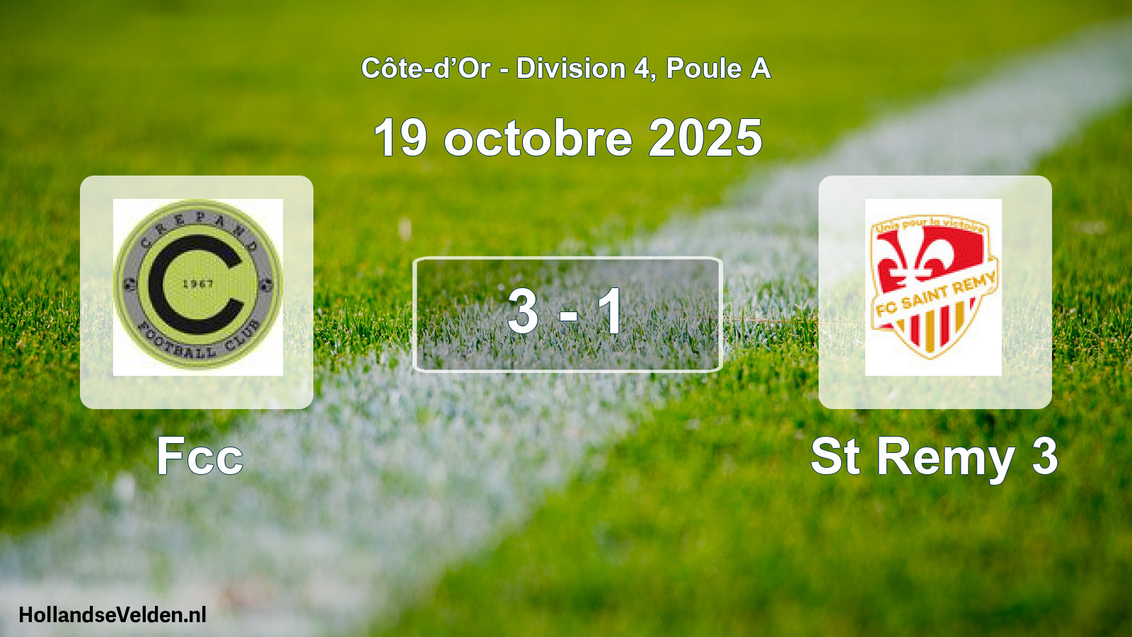 Total number of matches played: Fcc - St Remy 3 3 - 1 (19 October 2025)