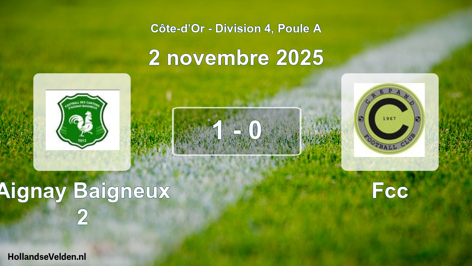 Match joué: Aignay Baigneux 2 - Fcc 1 - 0 (2 novembre 2025)