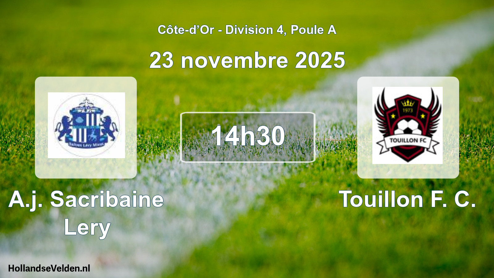 Match programmé: A.j. Sacribaine Lery - Touillon F. C. (23 novembre 2025)