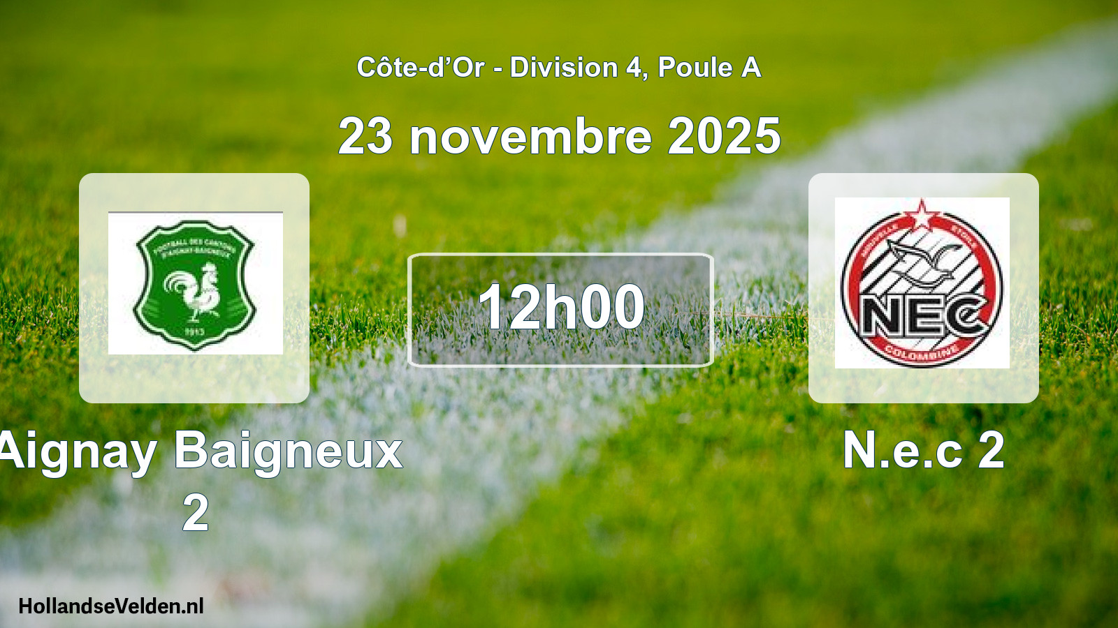 Match programmé: Aignay Baigneux 2 - N.e.c 2 (23 novembre 2025)