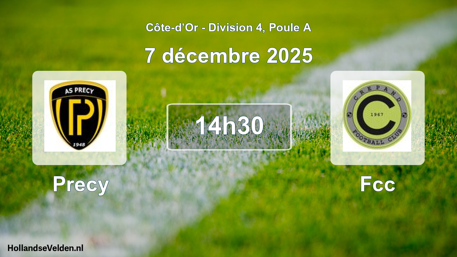 Match programmé: Precy - Fcc (7 décembre 2025)