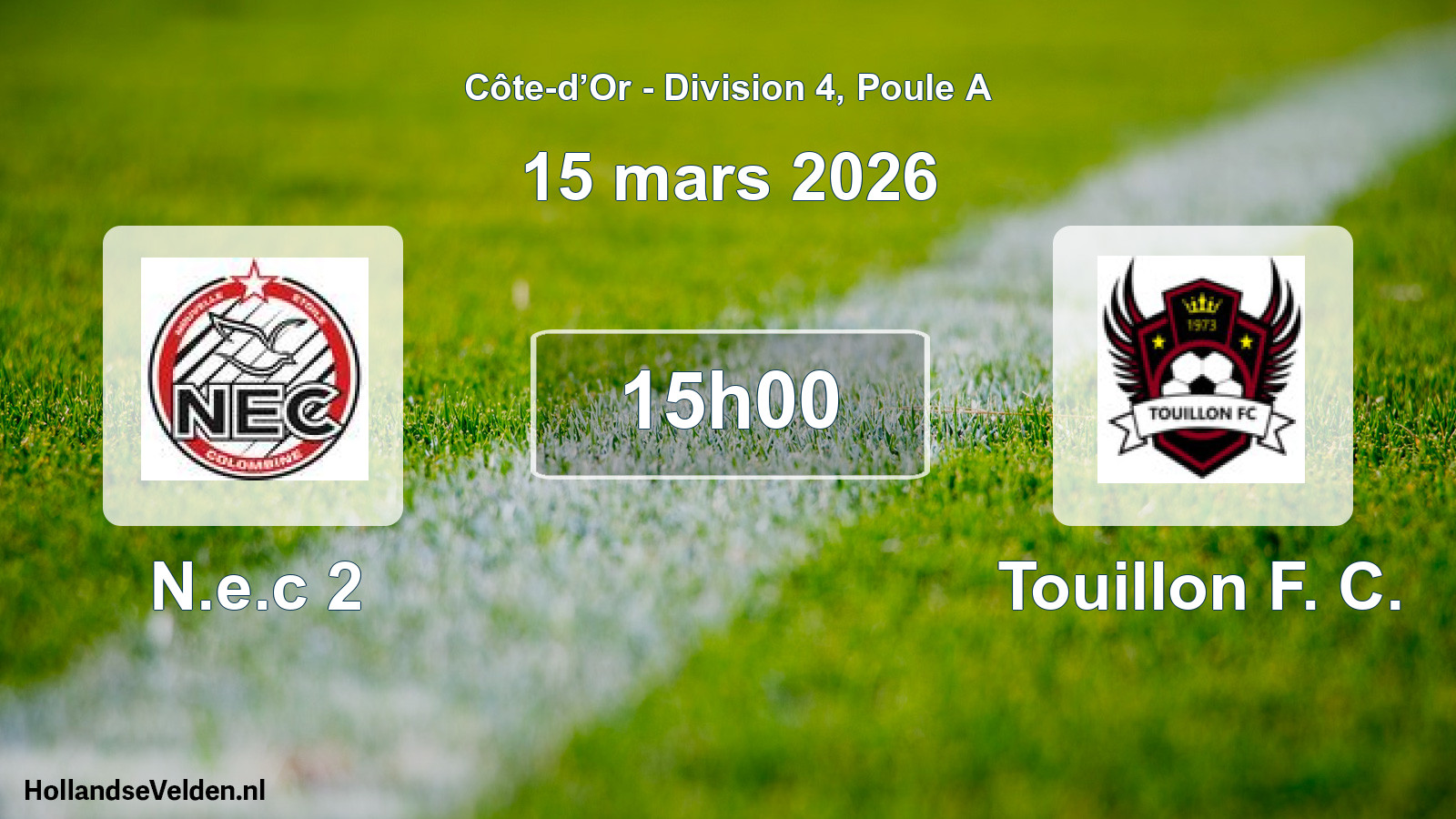 Match programmé: N.e.c 2 - Touillon F. C. (15 mars 2026)