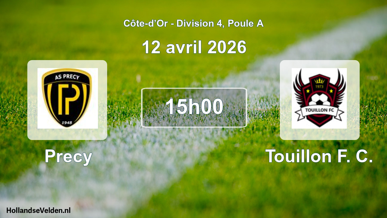 Match programmé: Precy - Touillon F. C. (12 avril 2026)