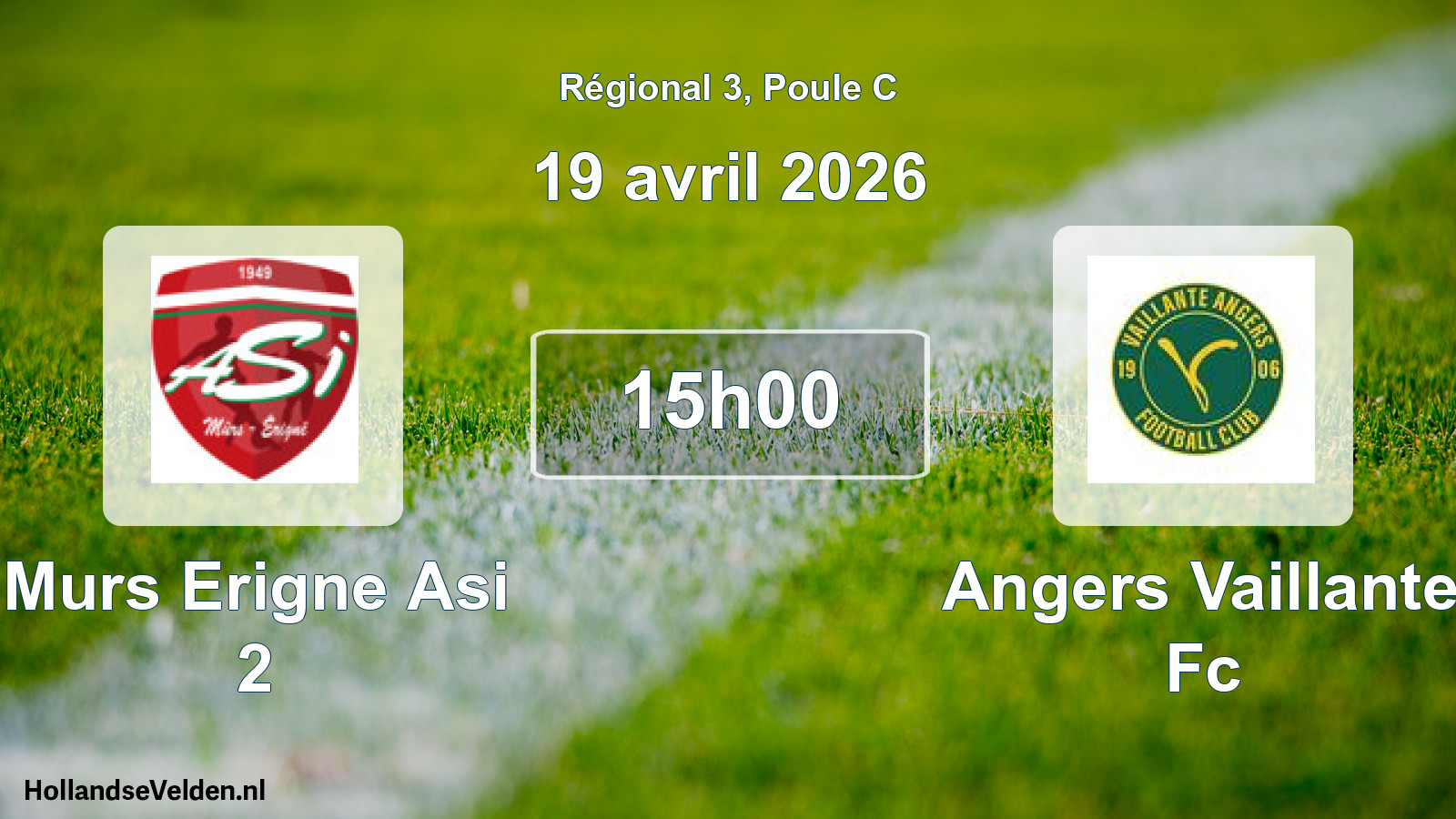 Geplande wedstrijd: Murs Erigne Asi 2 - Angers Vaillante Fc (19 avril 2026)