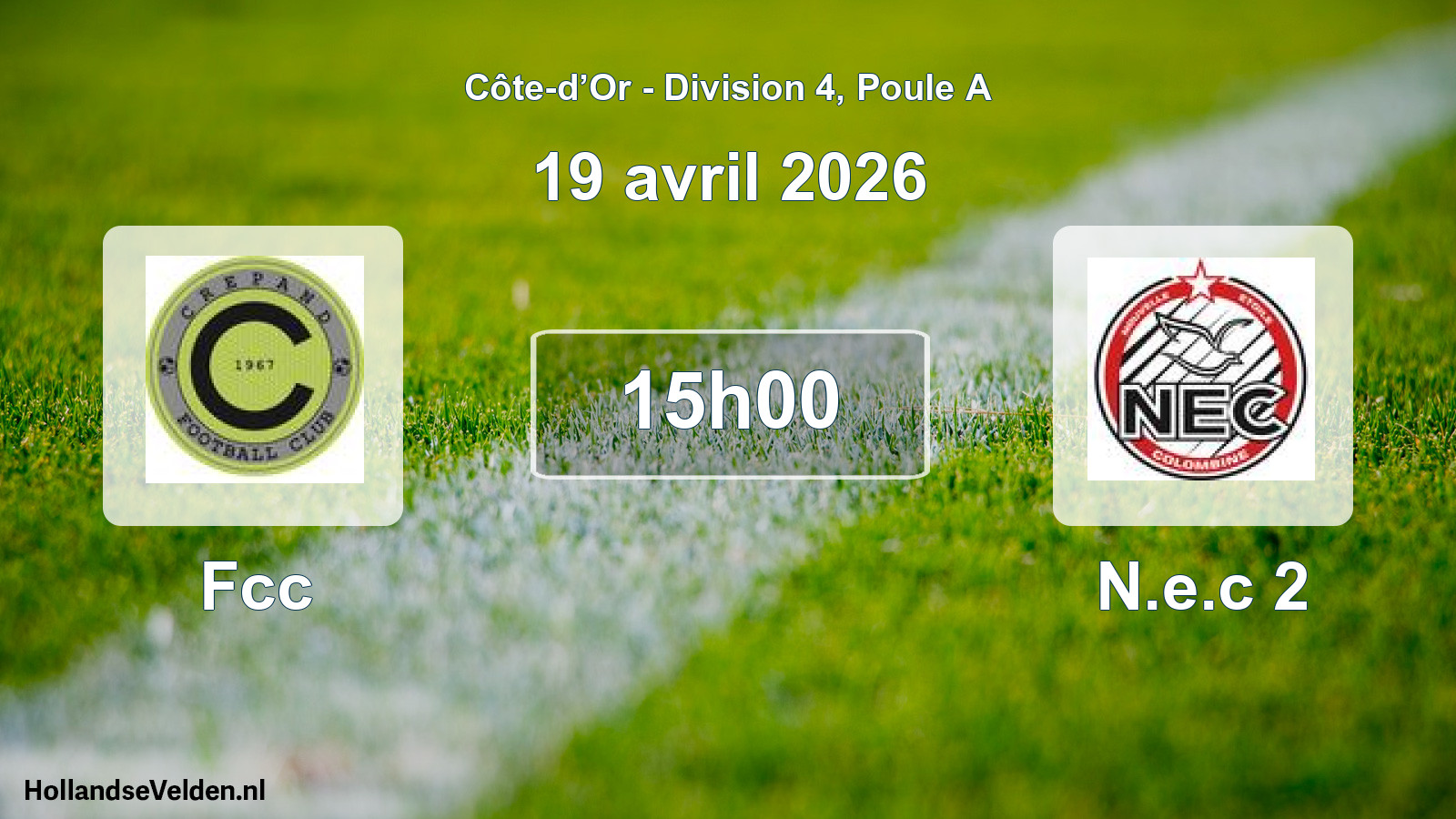 Match programmé: Fcc - N.e.c 2 (19 avril 2026)