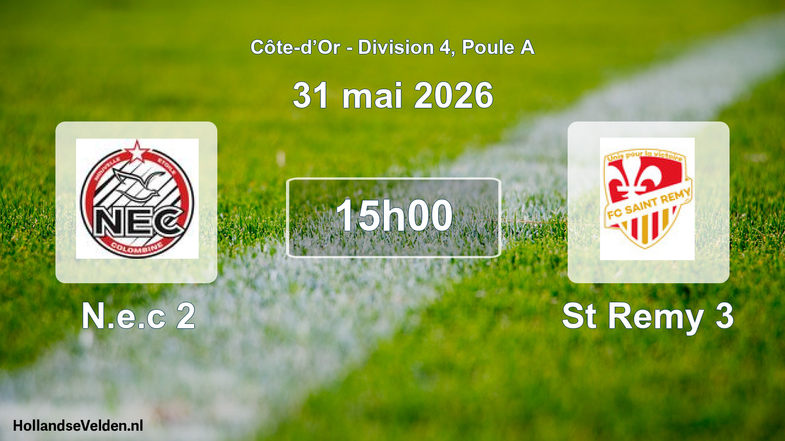 Match programmé: N.e.c 2 - St Remy 3 (31 mai 2026)