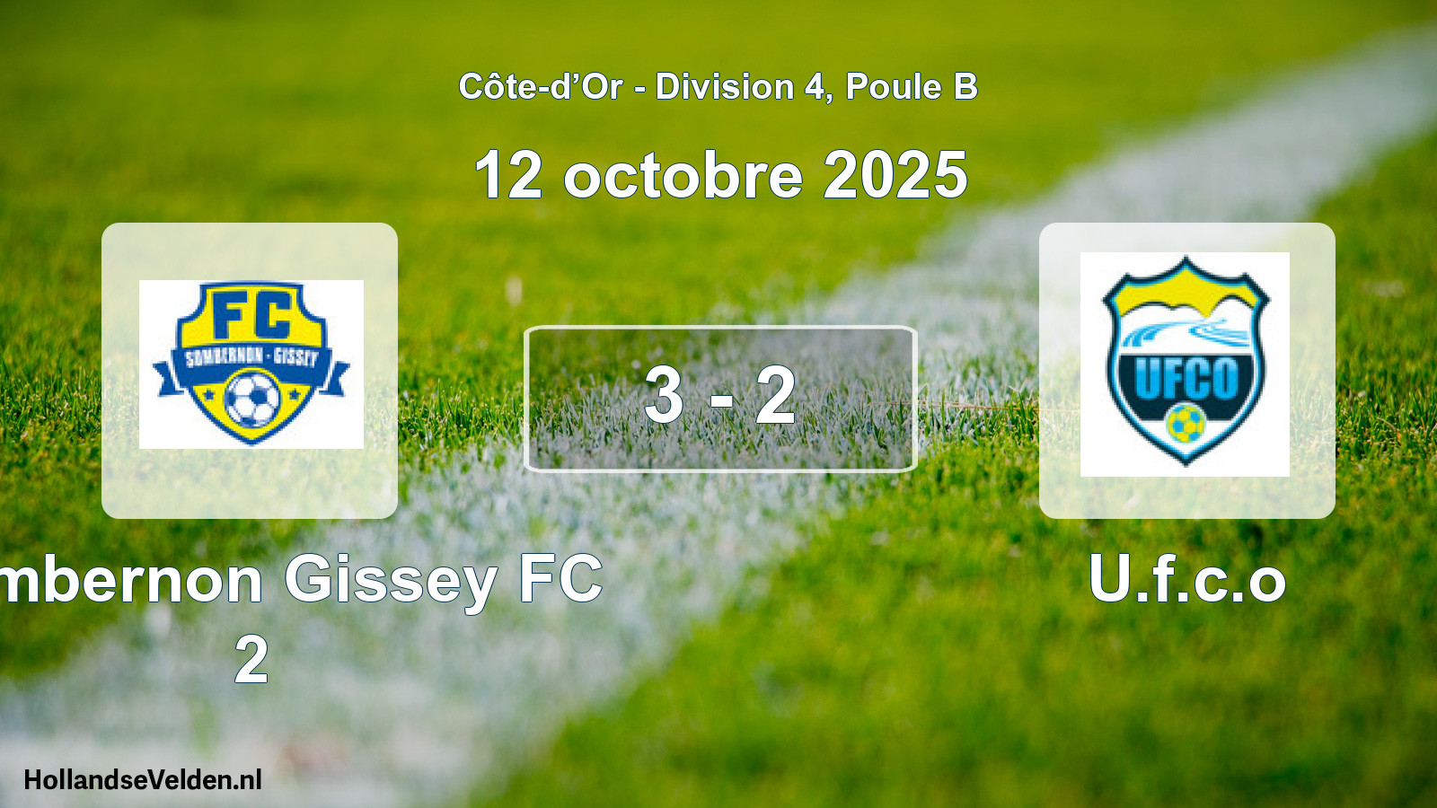 Match joué: Sombernon Gissey FC 2 - U.f.c.o 3 - 2 (12 octobre 2025)