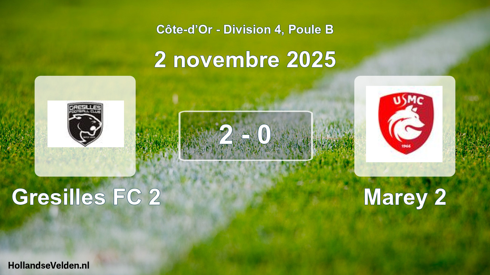 Match joué: Gresilles FC 2 - Marey 2 2 - 0 (2 novembre 2025)