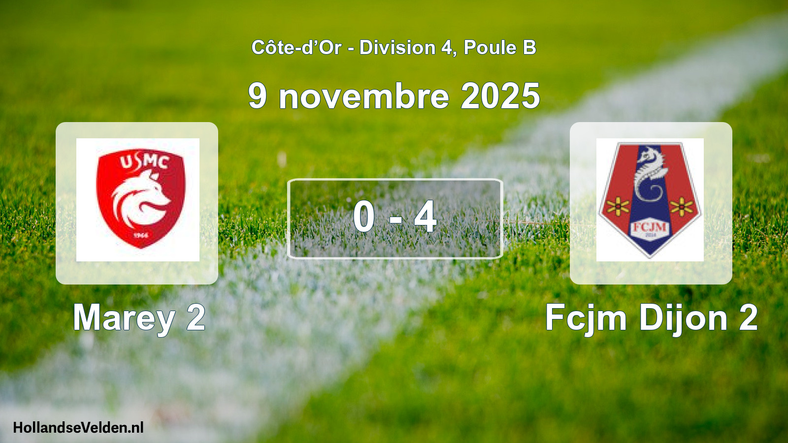 Match joué: Marey 2 - Fcjm Dijon 2 0 - 4 (9 novembre 2025)