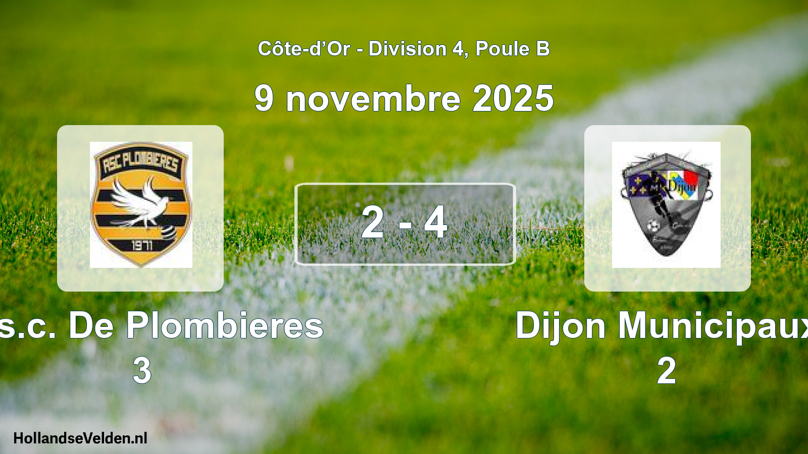 Total number of matches played: A.s.c. De Plombieres 3 - Dijon Municipaux 2 2 - 4 (9 November 2025)