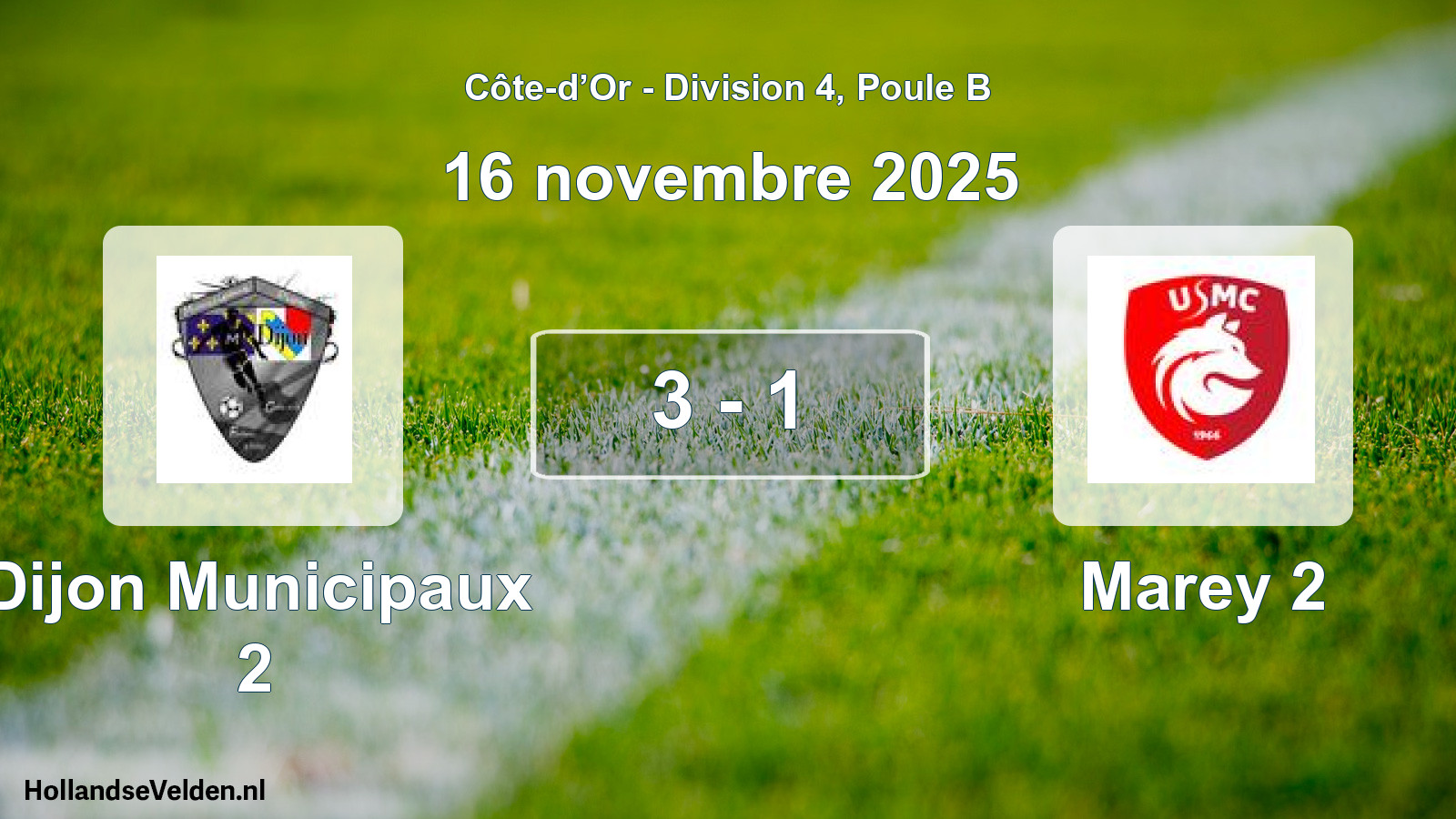 Match joué: Dijon Municipaux 2 - Marey 2 3 - 1 (16 novembre 2025)