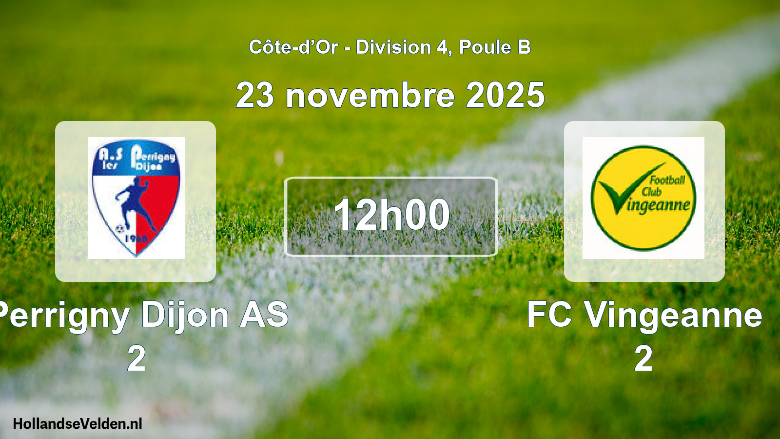 Geplande wedstrijd: Perrigny Dijon AS 2 - FC Vingeanne 2 (23 november 2025)