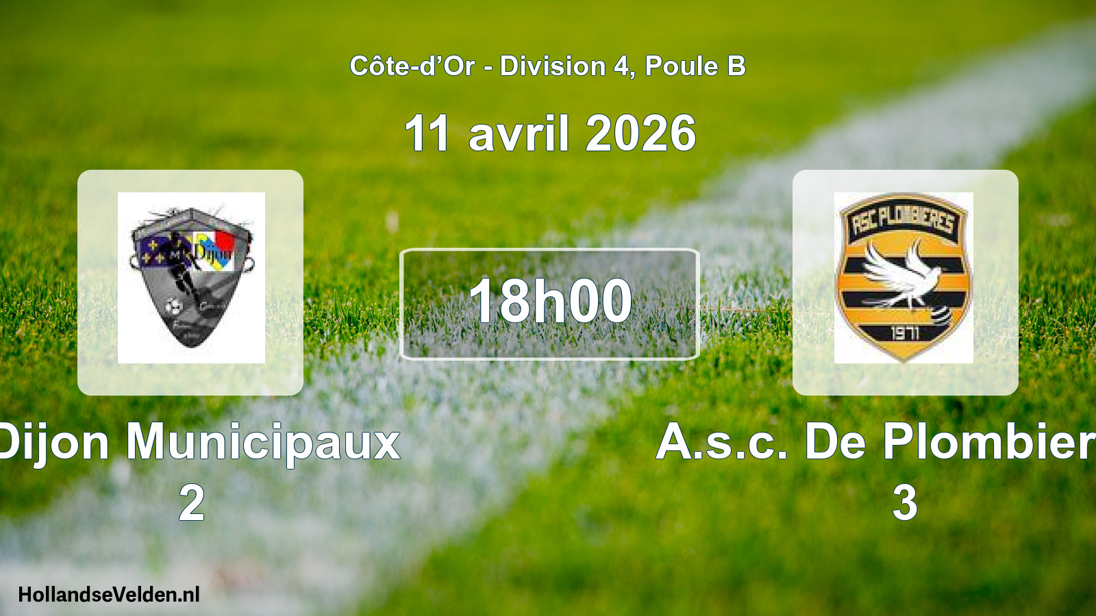 Match programmé: Dijon Municipaux 2 - A.s.c. De Plombieres 3 (11 avril 2026)