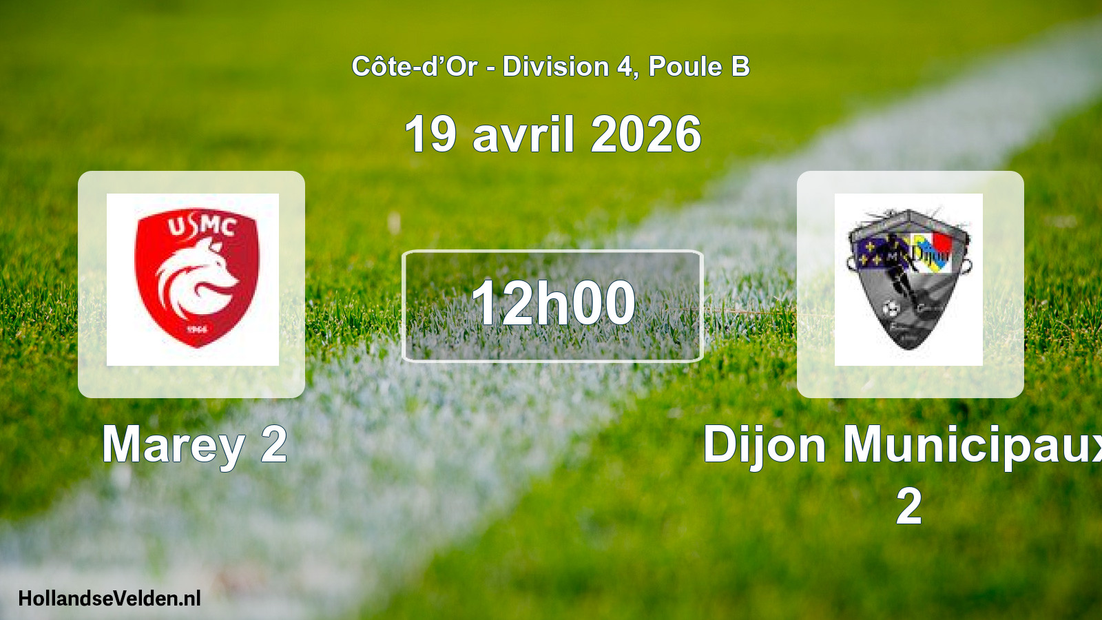 Match programmé: Marey 2 - Dijon Municipaux 2 (19 avril 2026)