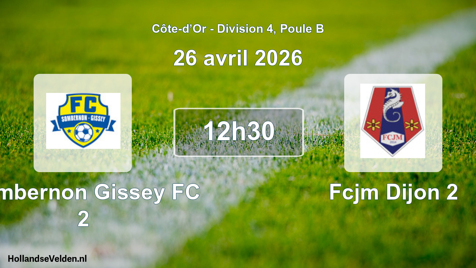 Scheduled Match: Sombernon Gissey FC 2 - Fcjm Dijon 2 (26 April 2026)