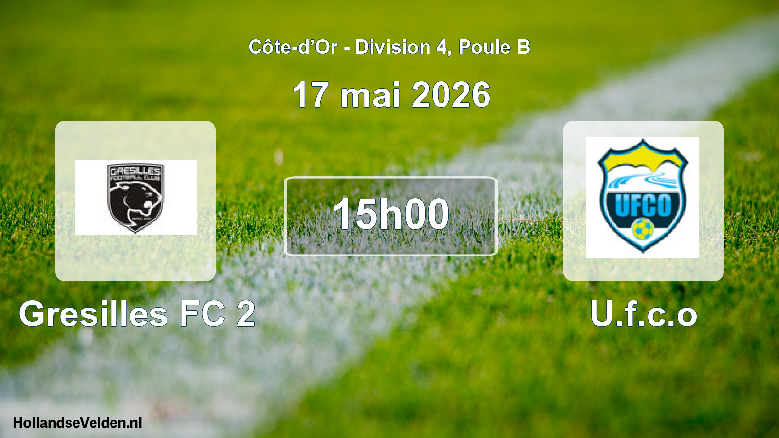 Match programmé: Gresilles FC 2 - U.f.c.o (17 mai 2026)
