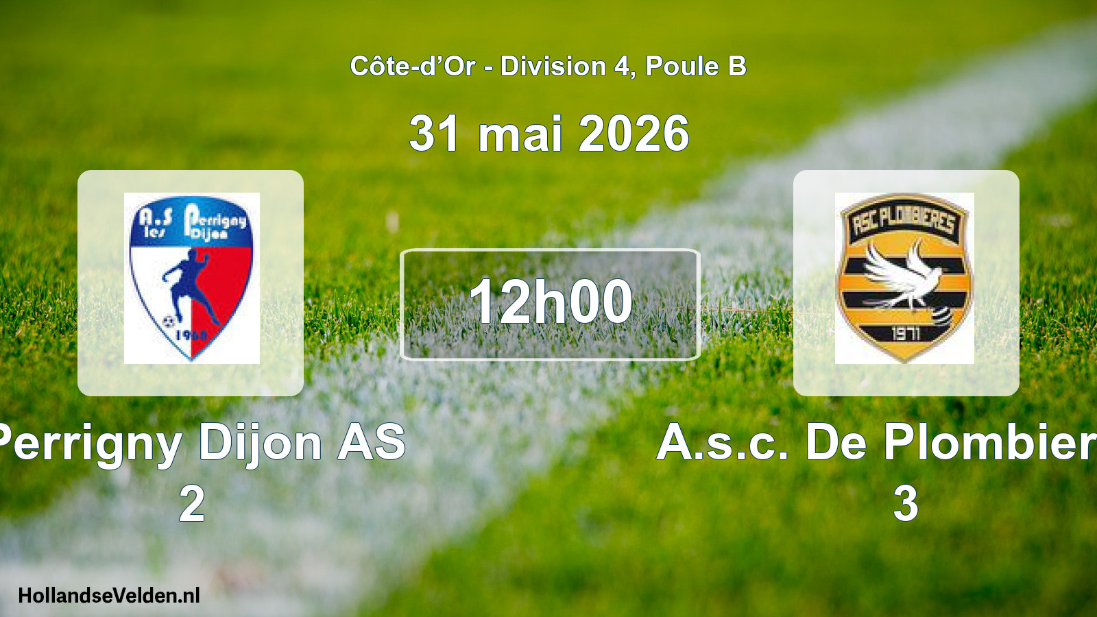 Geplande wedstrijd: Perrigny Dijon AS 2 - A.s.c. De Plombieres 3 (31 mei 2026)