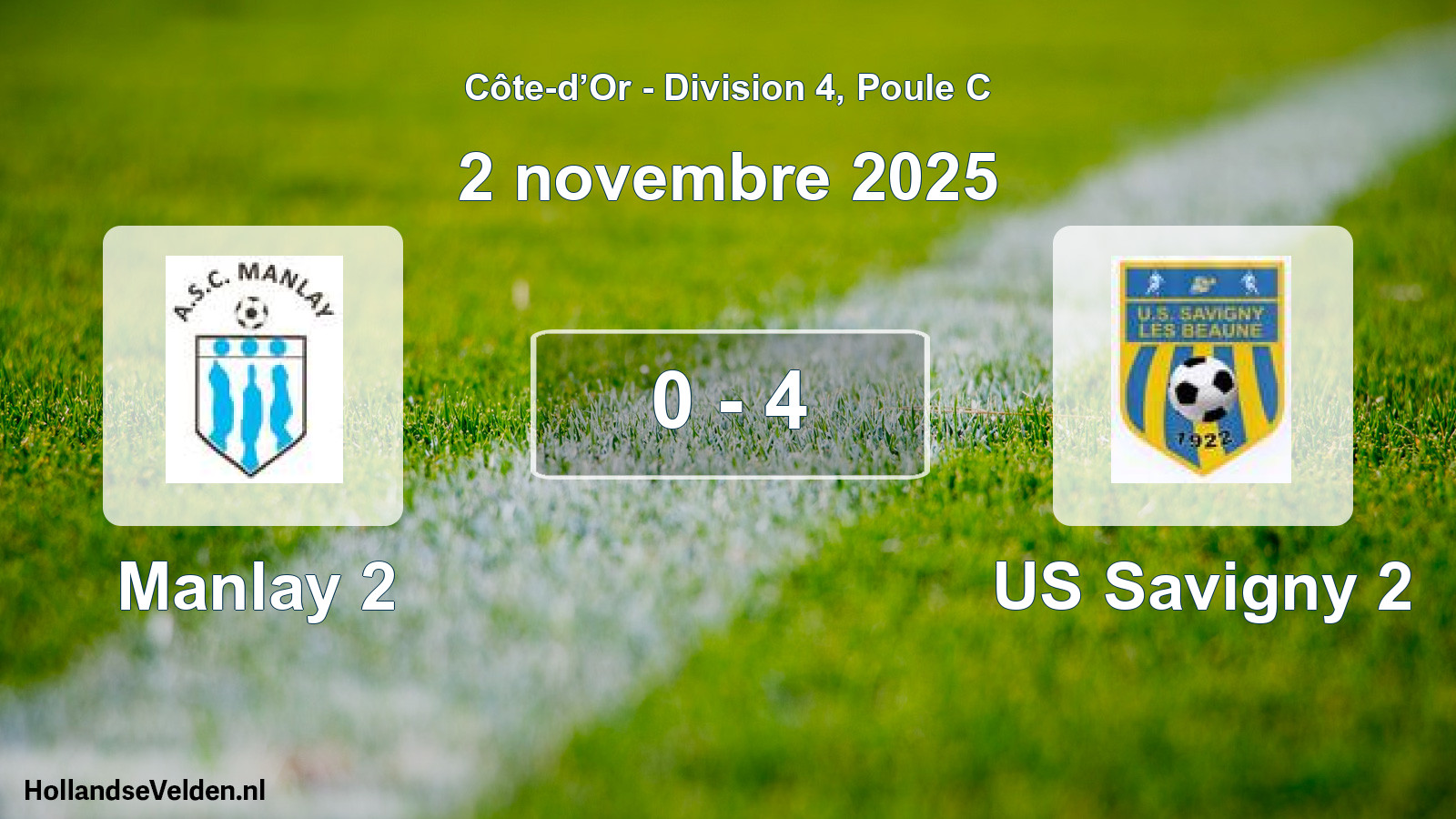 Match joué: Manlay 2 - US Savigny 2 0 - 4 (2 novembre 2025)