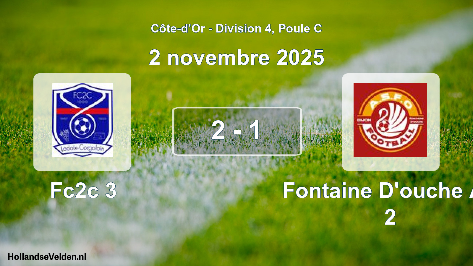 Match joué: Fc2c 3 - Fontaine D'ouche AS 2 2 - 1 (2 novembre 2025)
