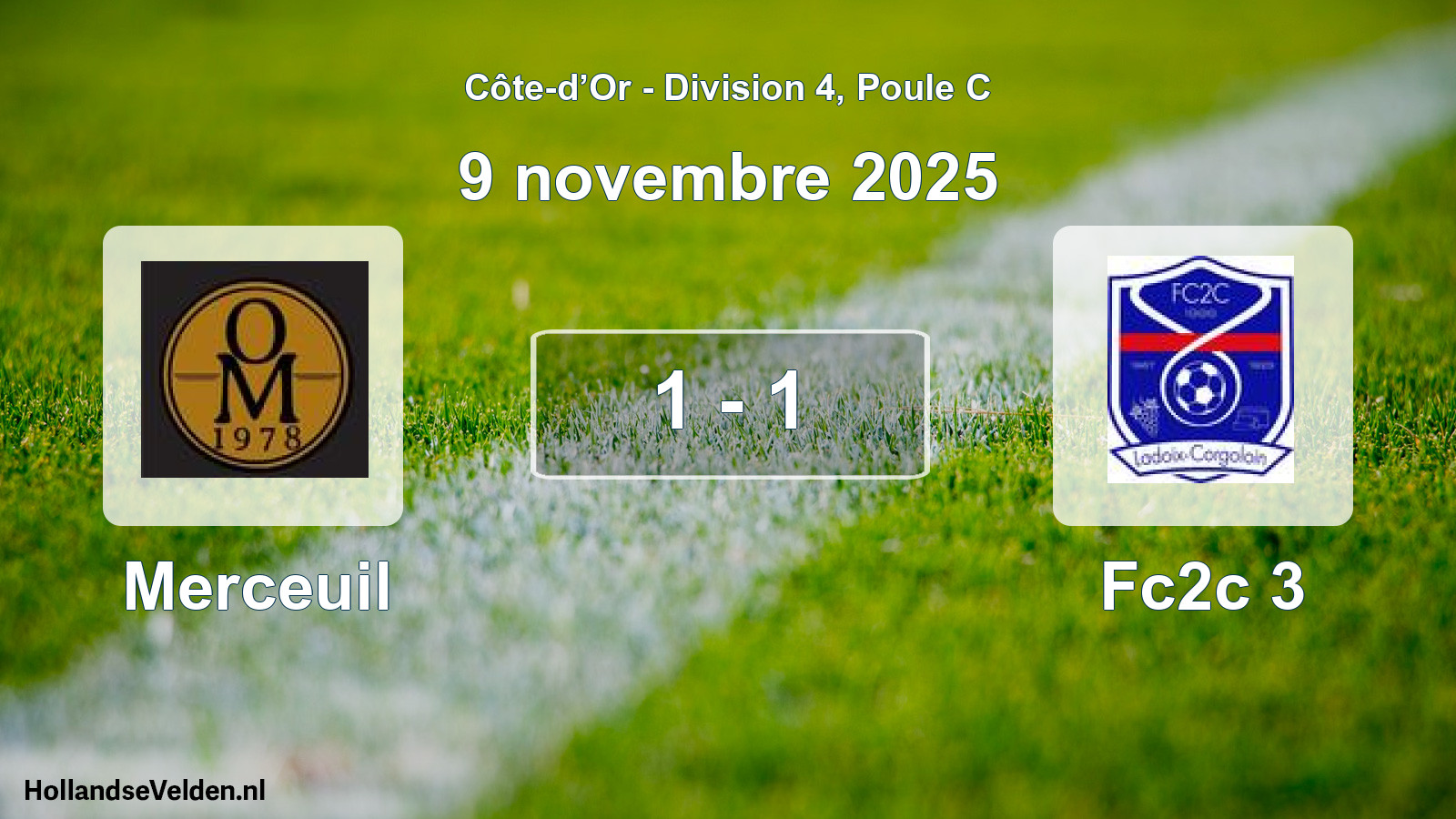 Total number of matches played: Merceuil - Fc2c 3 1 - 1 (9 November 2025)