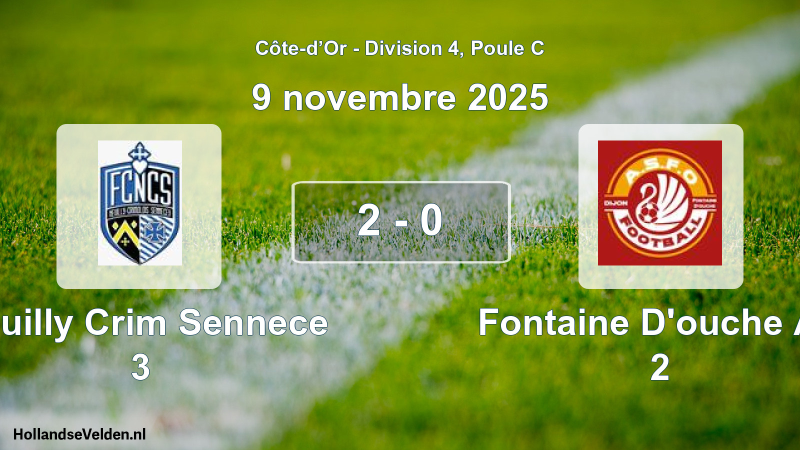 Gespeelde wedstrijd: Neuilly Crim Sennece 3 - Fontaine D'ouche AS 2 2 - 0 (9 november 2025)