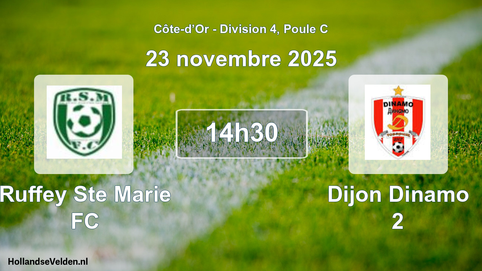 Match programmé: Ruffey Ste Marie FC - Dijon Dinamo 2 (23 novembre 2025)