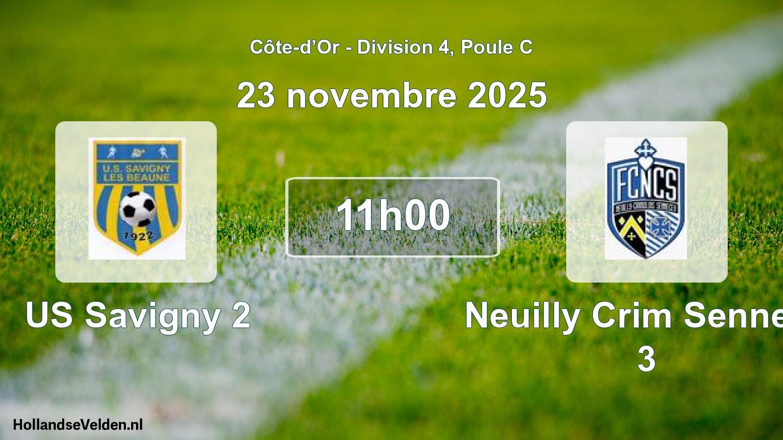 Match programmé: US Savigny 2 - Neuilly Crim Sennece 3 (23 novembre 2025)