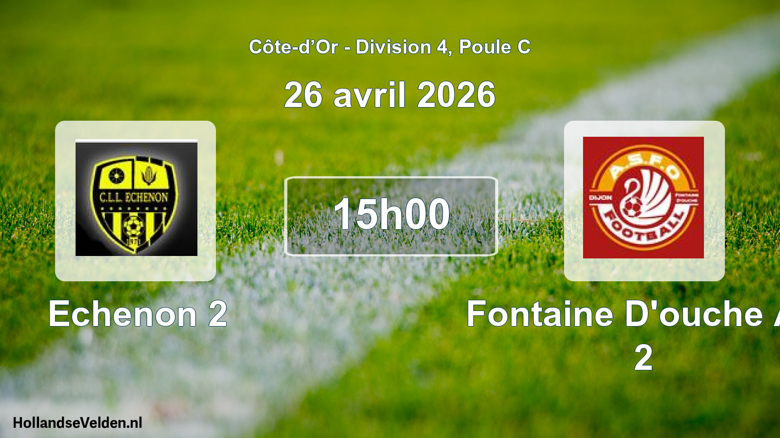 Match programmé: Echenon 2 - Fontaine D'ouche AS 2 (26 avril 2026)