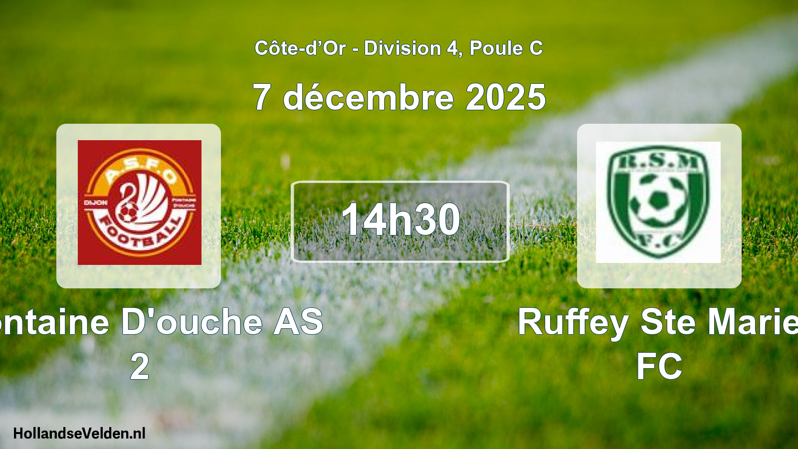 Match programmé: Fontaine D'ouche AS 2 - Ruffey Ste Marie FC (7 décembre 2025)