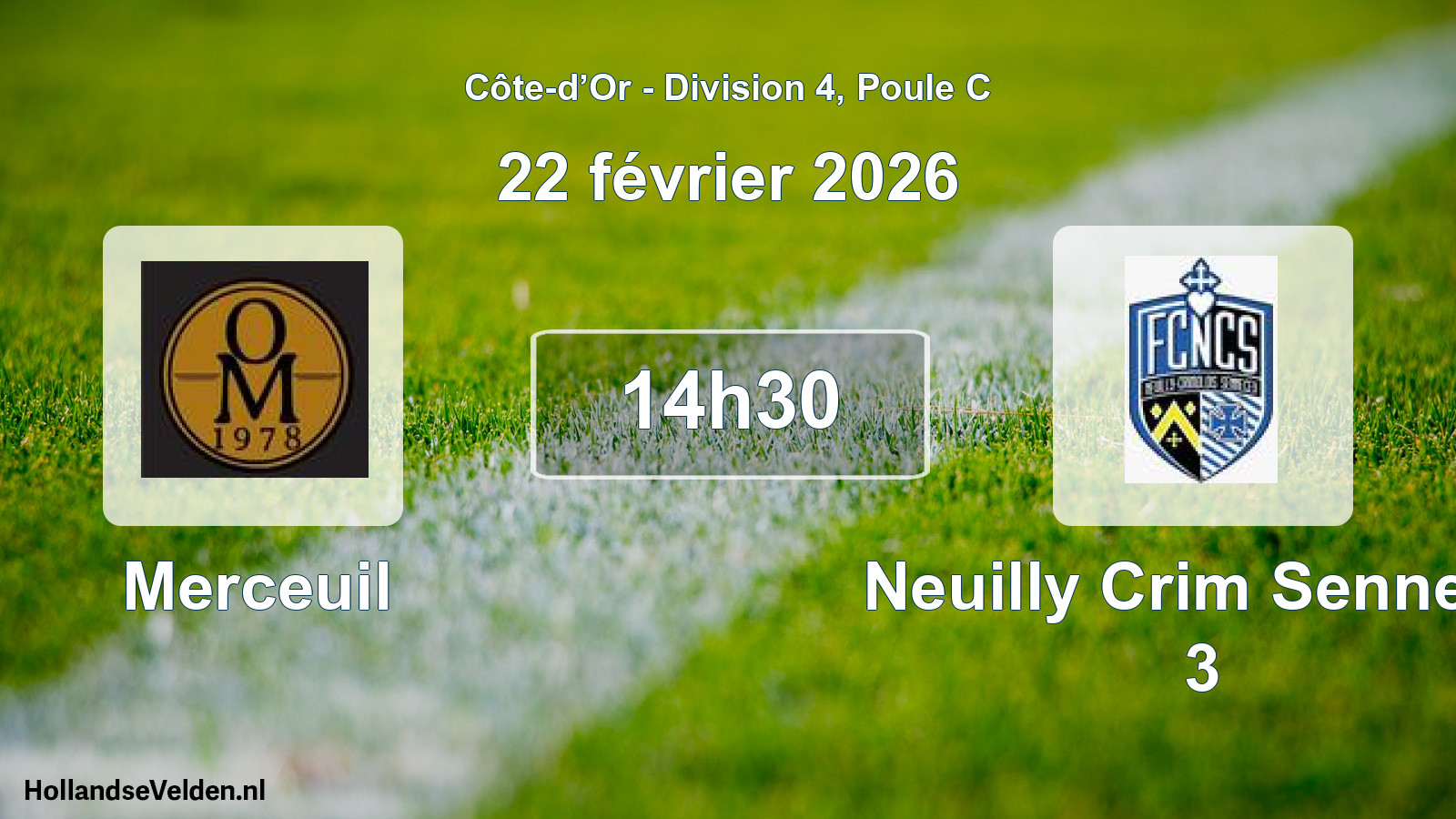 Match programmé: Merceuil - Neuilly Crim Sennece 3 (22 février 2026)