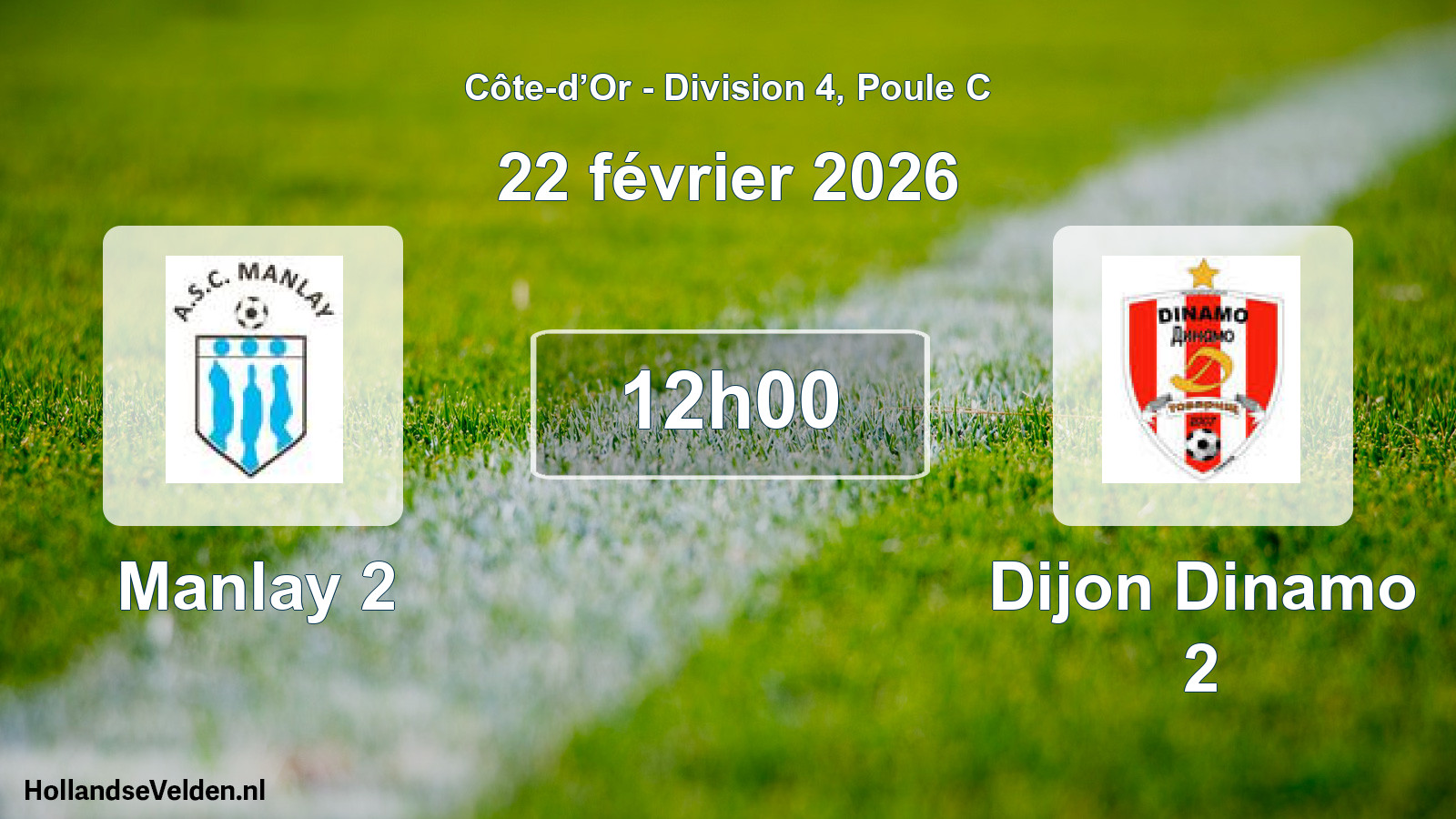 Match programmé: Manlay 2 - Dijon Dinamo 2 (22 février 2026)