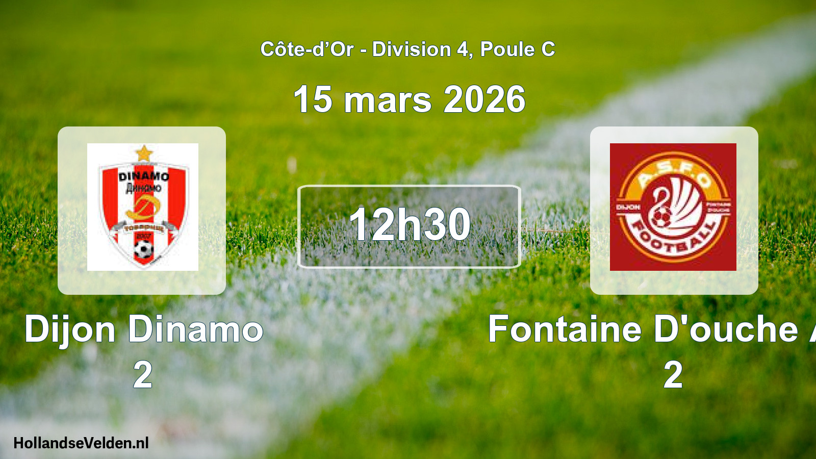 Match programmé: Dijon Dinamo 2 - Fontaine D'ouche AS 2 (15 mars 2026)