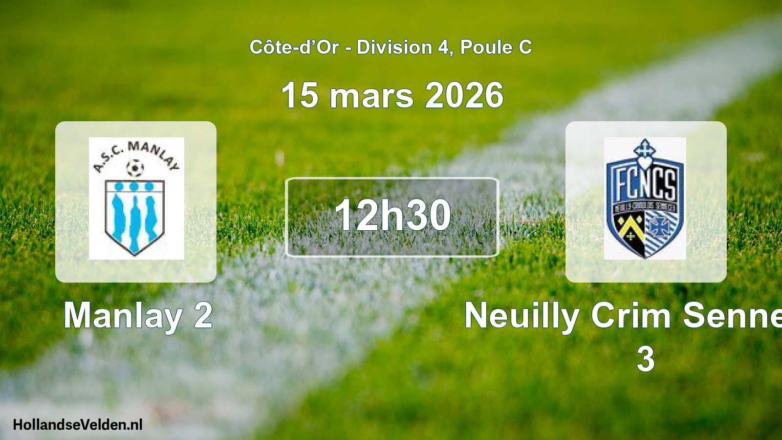 Match programmé: Manlay 2 - Neuilly Crim Sennece 3 (15 mars 2026)