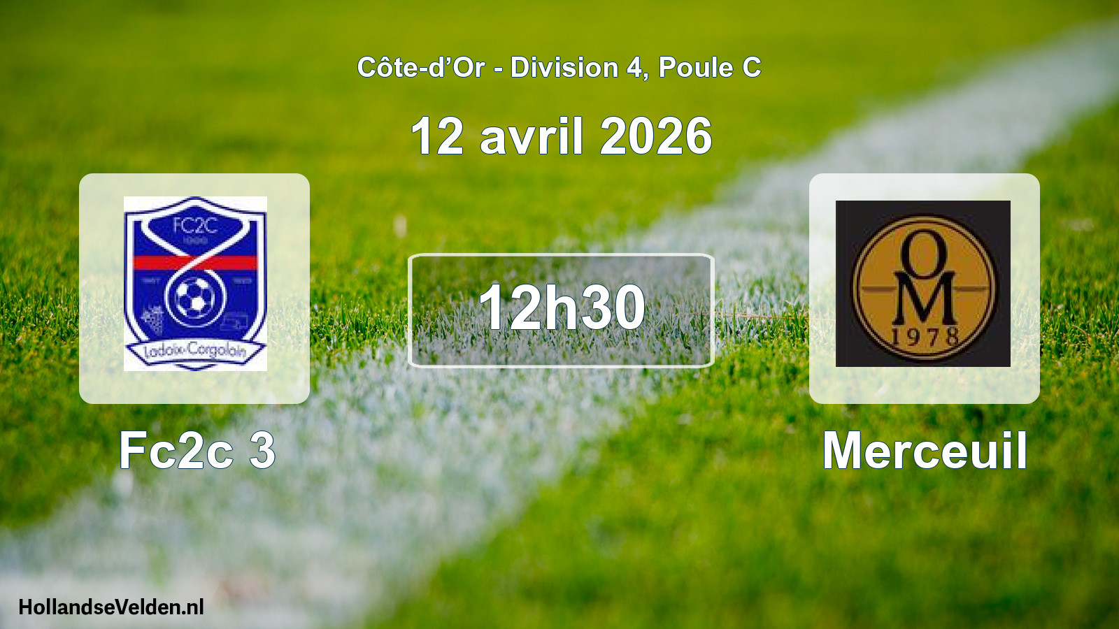 Match programmé: Fc2c 3 - Merceuil (12 avril 2026)