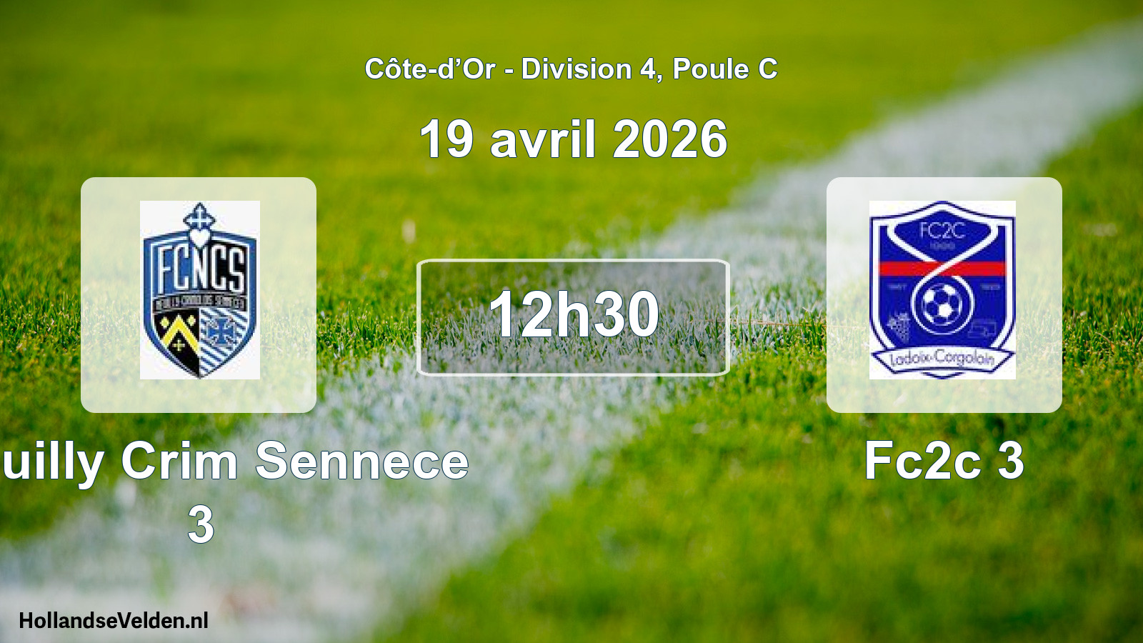 Match programmé: Neuilly Crim Sennece 3 - Fc2c 3 (19 avril 2026)