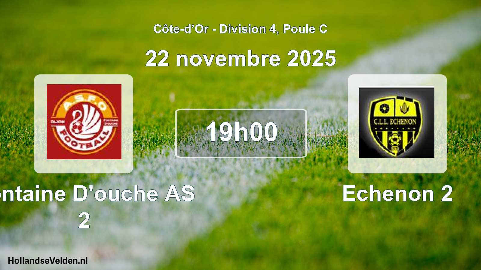 Match programmé: Fontaine D'ouche AS 2 - Echenon 2 (22 novembre 2025)