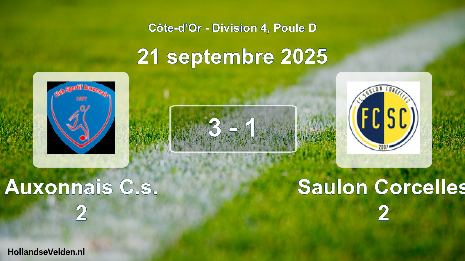 Gespeelde wedstrijd: Auxonnais C.s. 2 - Saulon Corcelles 2 3 - 1 (21 september 2025)