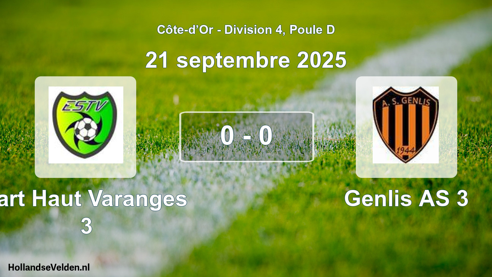 Match joué: Tart Haut Varanges 3 - Genlis AS 3 0 - 0 (21 septembre 2025)