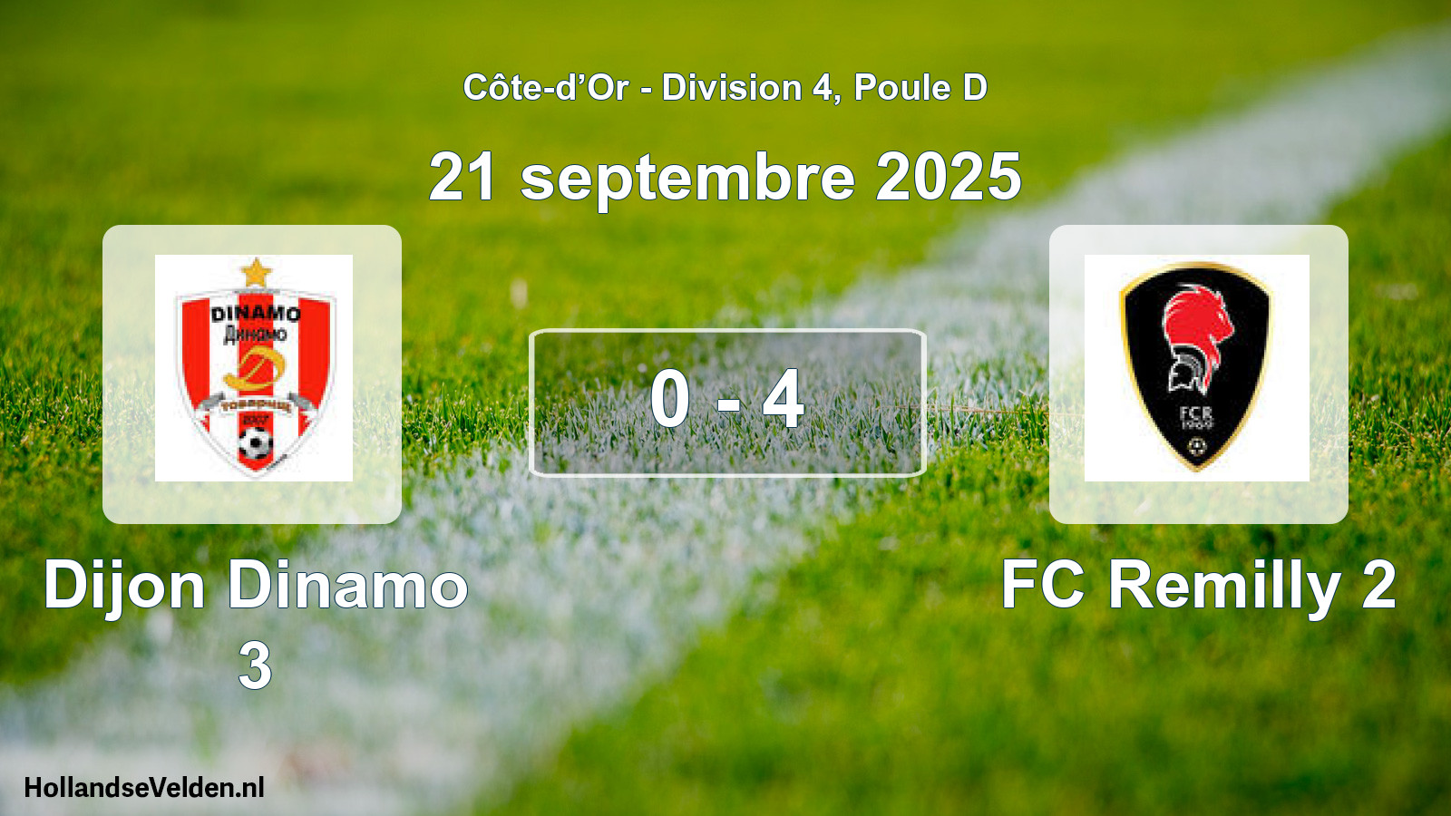 Gespeelde wedstrijd: Dijon Dinamo 3 - FC Remilly 2 0 - 4 (21 september 2025)