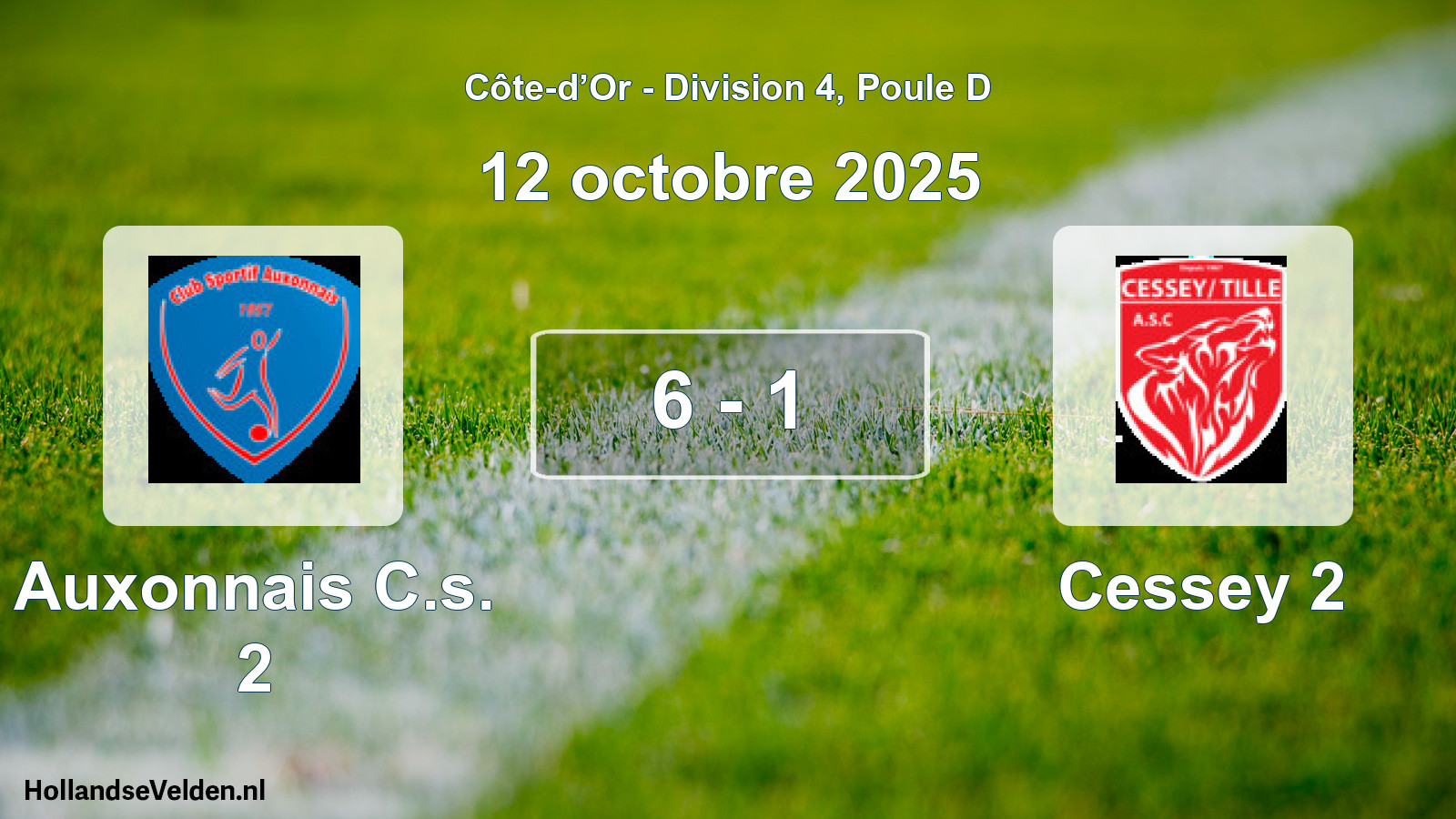 Match joué: Auxonnais C.s. 2 - Cessey 2 6 - 1 (12 octobre 2025)