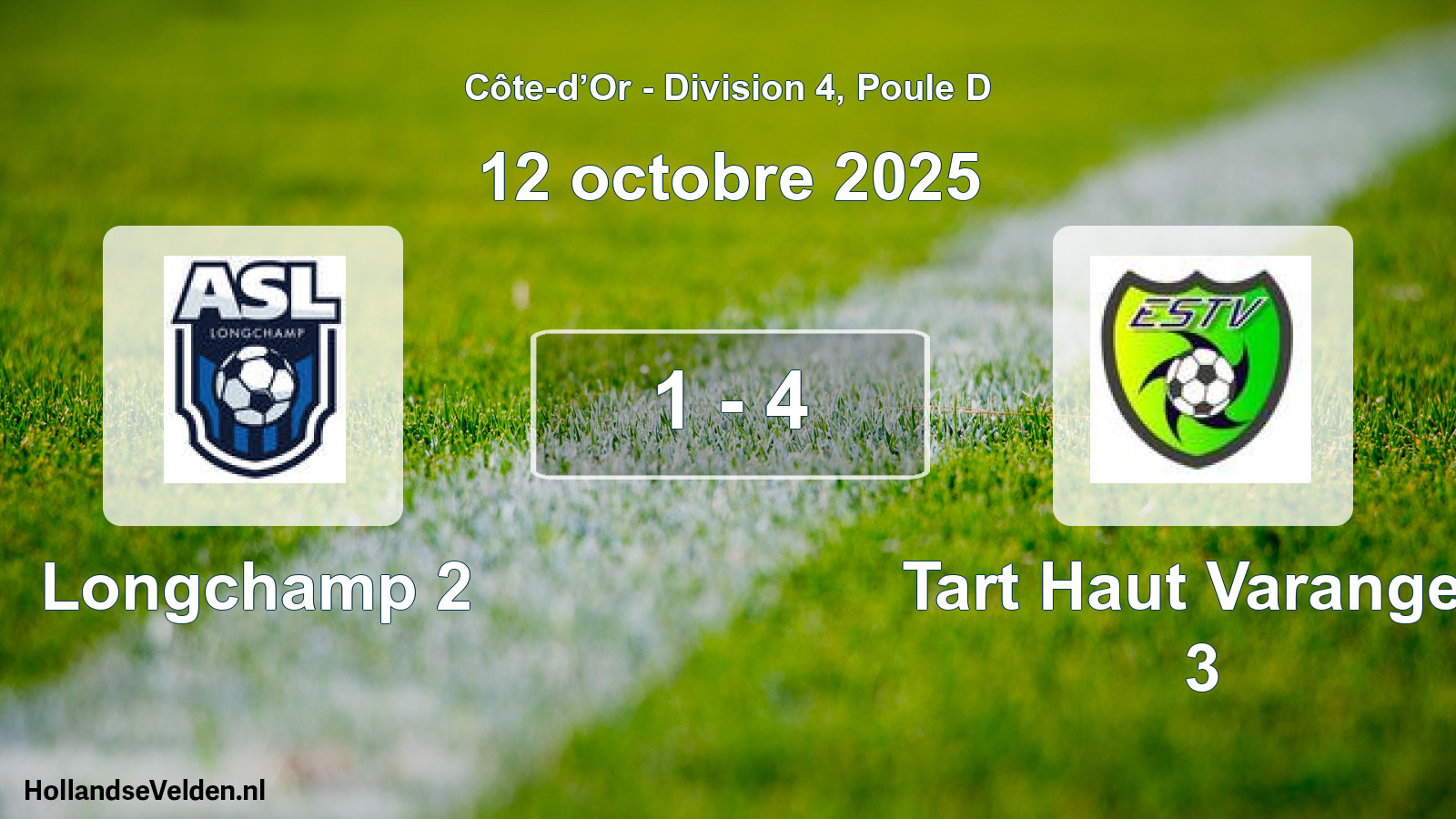 Match joué: Longchamp 2 - Tart Haut Varanges 3 1 - 4 (12 octobre 2025)